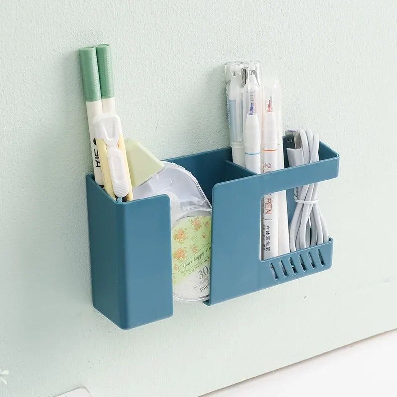 Wall-Mounted Shelf with Adhesive Backing and Charging Port for Bedside Bathroom Kitchen and Office Storage