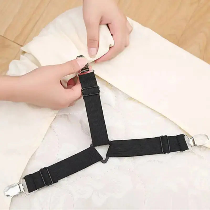Adjustable Bed Sheet Fastener Straps with High Elastic Crisscross Design for Secure Bedding