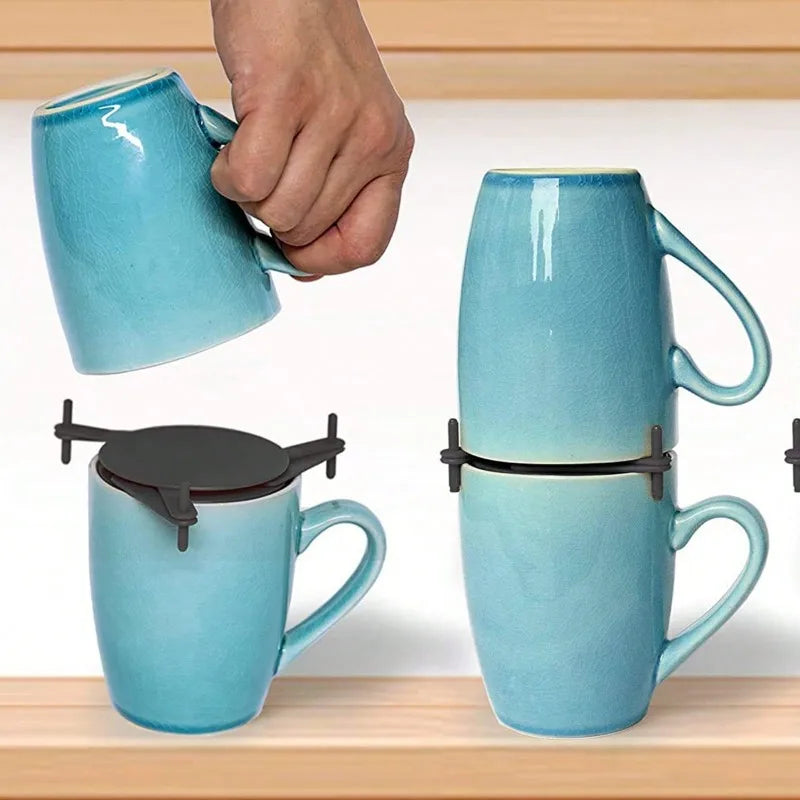 Expandable Stackable Cup Holder with Adjustable Shelf Design for Coffee Mug and Tea Cup Storage
