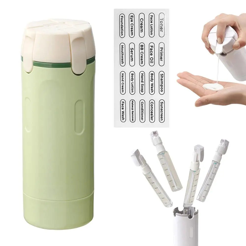 4 In 1 Travel Dispenser Bottle with Leakproof Refillable Design for Toiletry and Cosmetic Storage