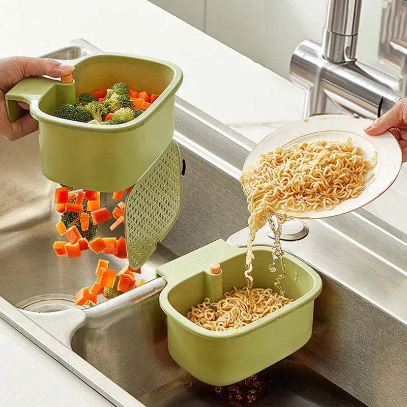 Press Drain Basket with One Click Sink Filter Design for Kitchen Basin Drain and Food Collection