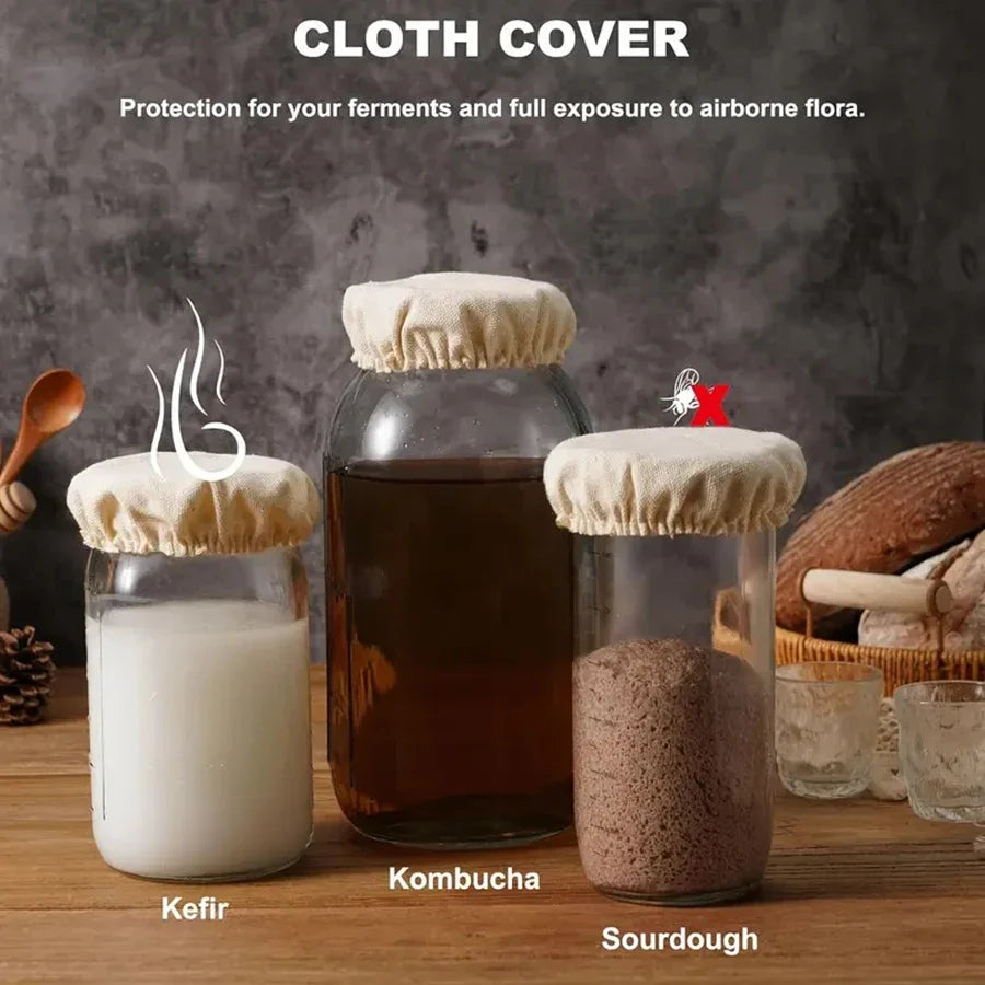 Elastic Cloth Jar Covers Reusable Fabric Bowl Covers for Sourdough Proofing and Kitchen Storage