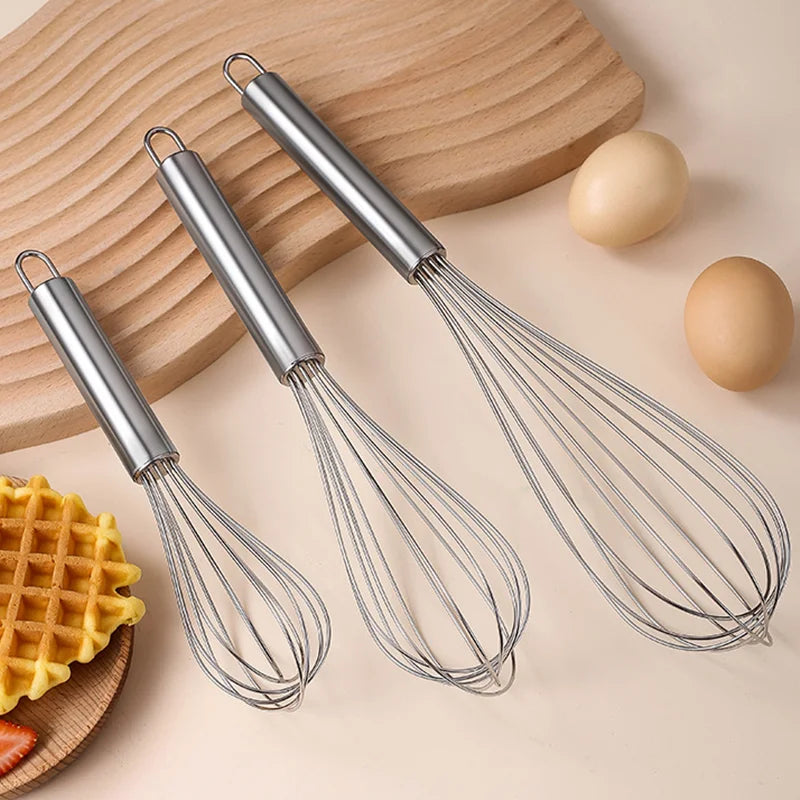 Handheld Stainless Steel Egg Beater Whisk for Baking, Mixing, and Beating Eggs or Milk, Multifunctional Kitchen Utensil
