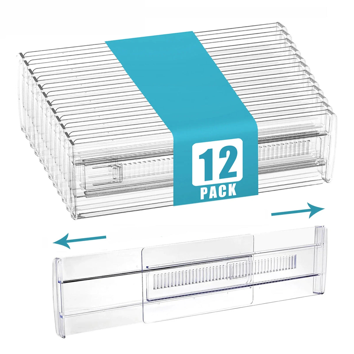 Clear Expandable Drawer Organizers with Adjustable Divider Design for Clothes and Kitchen Storage