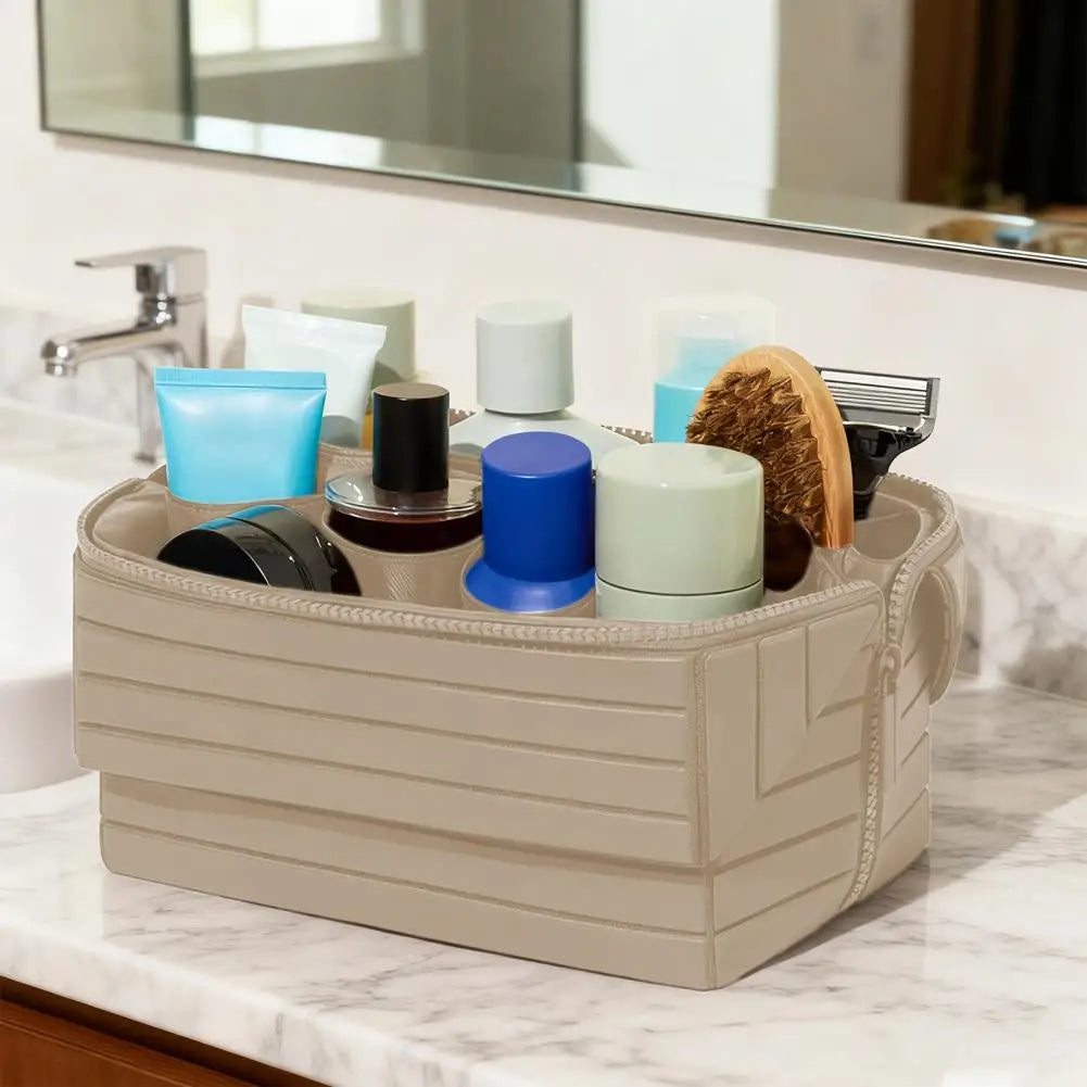 Fold Down Travel Makeup Bag with Waterproof Hanging Design and No Spill Cosmetic Storage Compartments