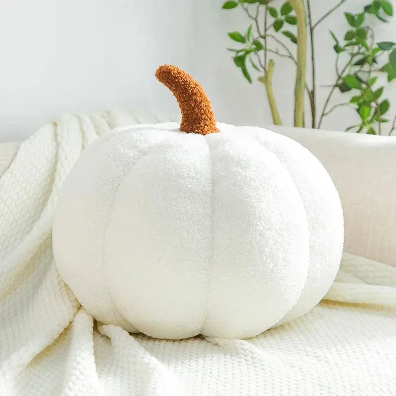 Plush Pumpkin Decorative Cushion with Three Dimensional Design for Seasonal Home Styling