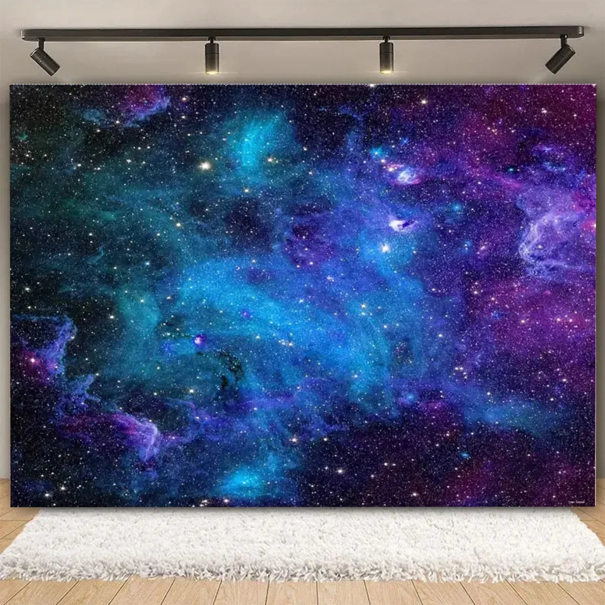 Galaxy Starry Sky Backdrop Vinyl Photo Background with Space Planet Design for Events Photography and Room Decor