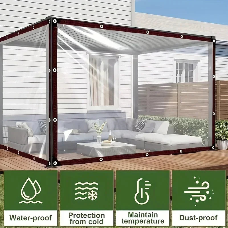 Transparent Waterproof Tarpaulin PE Clear Tarp with Grommets for Garden Plant Cover Outdoor Protection