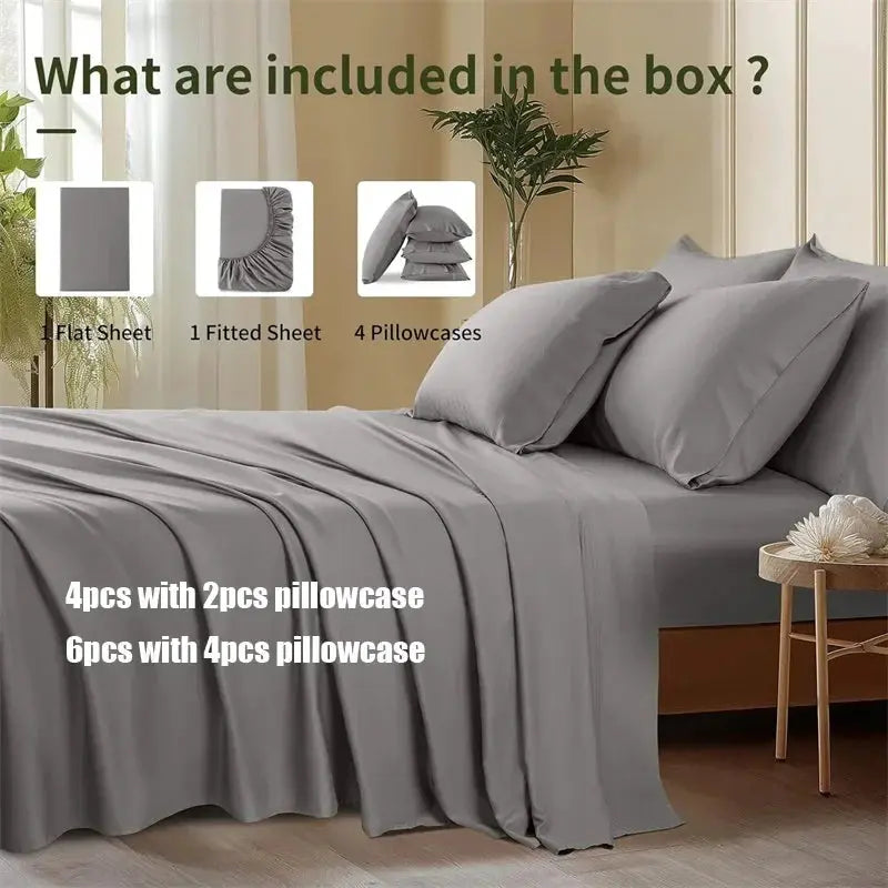 Luxury Bamboo Bed Sheets Set with Silky Breathable Design for Relaxed All-Season Comfort