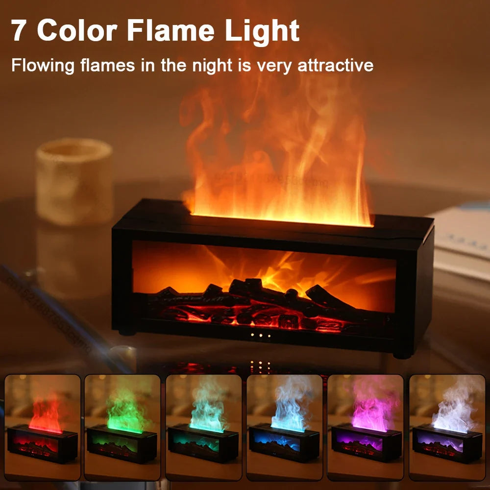 Flame Aroma Diffuser with RGB Lighting and Remote Control for Home Aromatherapy and Humidifying
