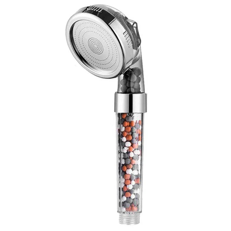 3-Mode Mineral Shower Head with On-Off Switch and High Pressure Filter Design for Bathroom Use