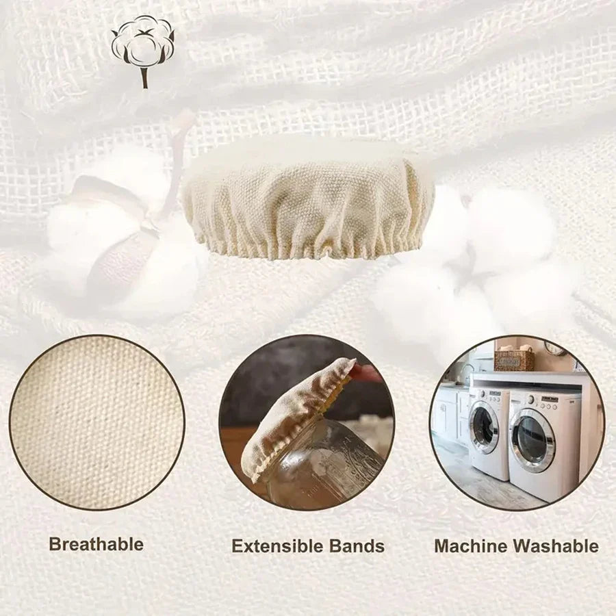 Elastic Cloth Jar Covers Reusable Fabric Bowl Covers for Sourdough Proofing and Kitchen Storage