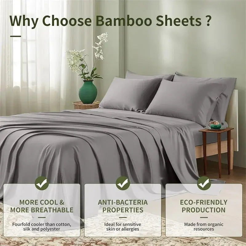 Luxury Bamboo Bed Sheets Set with Silky Breathable Design for Relaxed All-Season Comfort