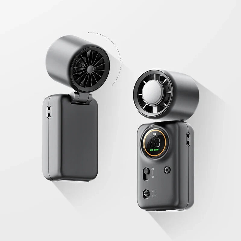 Portable 100-Speed Mini Cooling Fan with LED Display and 4000mAh USB Rechargeable Design for Travel