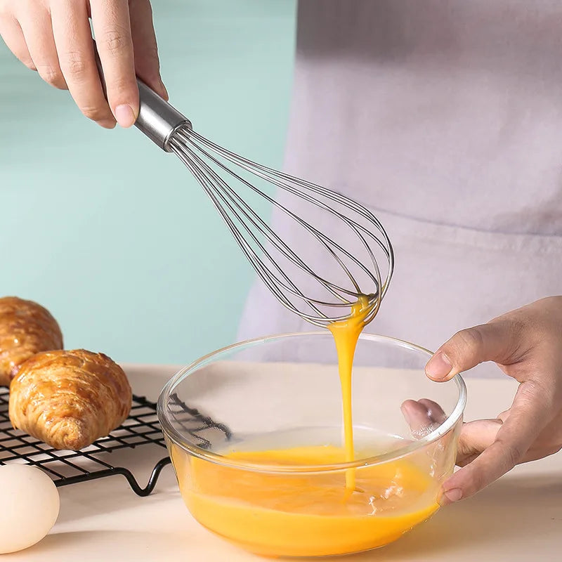 Handheld Stainless Steel Egg Beater Whisk for Baking, Mixing, and Beating Eggs or Milk, Multifunctional Kitchen Utensil