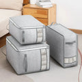 Large Foldable Clothes Storage Bag with Side Window and Reinforced Handles for Wardrobe and Quilt Organization
