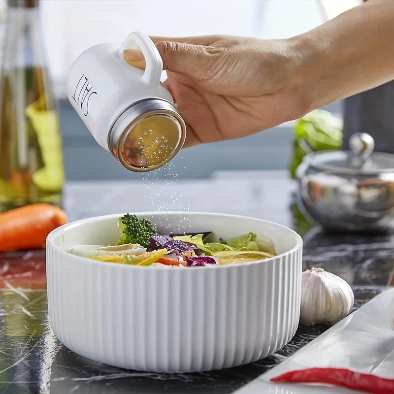 Handled Glass Shaker Set with Stainless Steel Lids for Salt Pepper and Home Table Seasoning