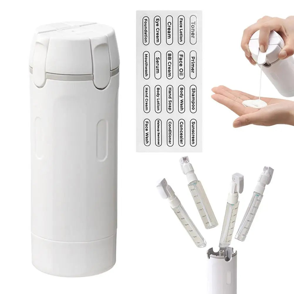 4 In 1 Travel Dispenser Bottle with Leakproof Refillable Design for Toiletry and Cosmetic Storage