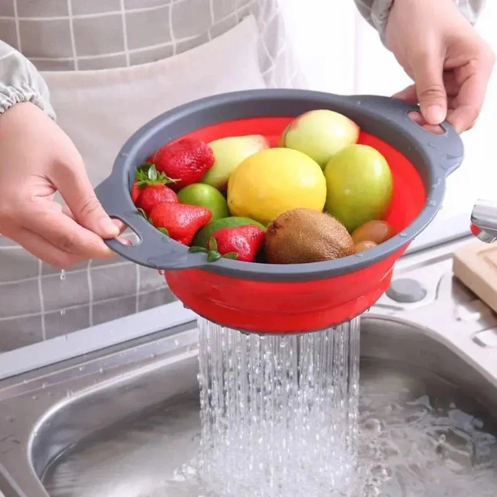 Silicone Folding Drain Basket Collapsible Strainer for Fruit Vegetable Washing