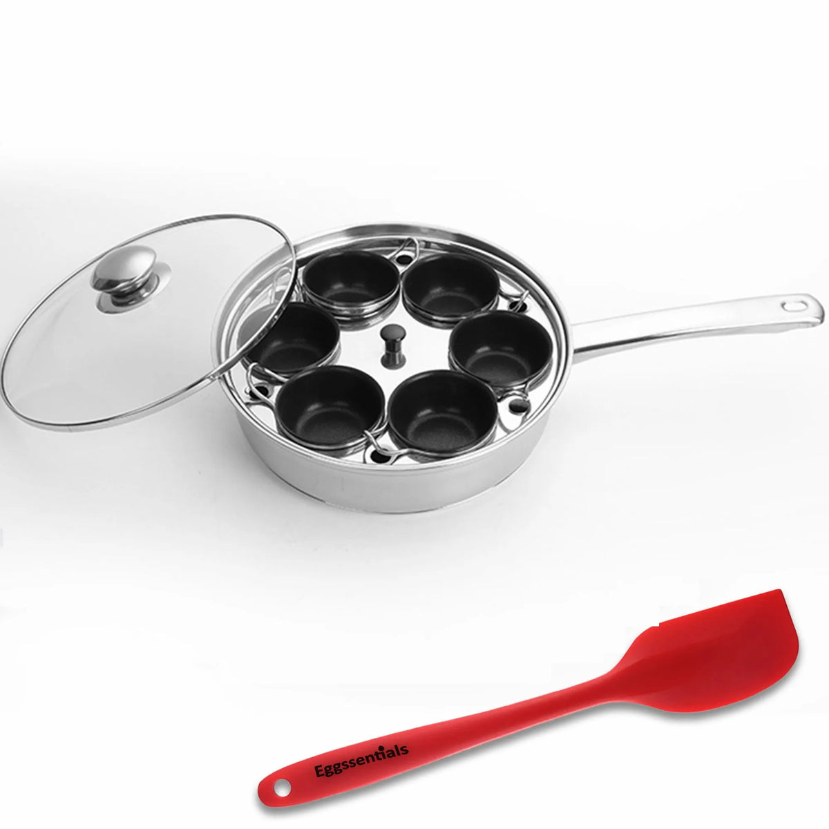 Stainless Steel Egg Poacher Pan with Nonstick Silicone Cups for Breakfast and Steamed Egg Cooking