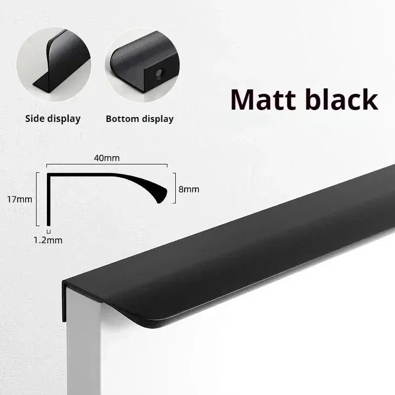 Aluminum Concealed Cabinet Edge Pull Handle for Kitchen Drawer Door (50 cm/ 19.7")