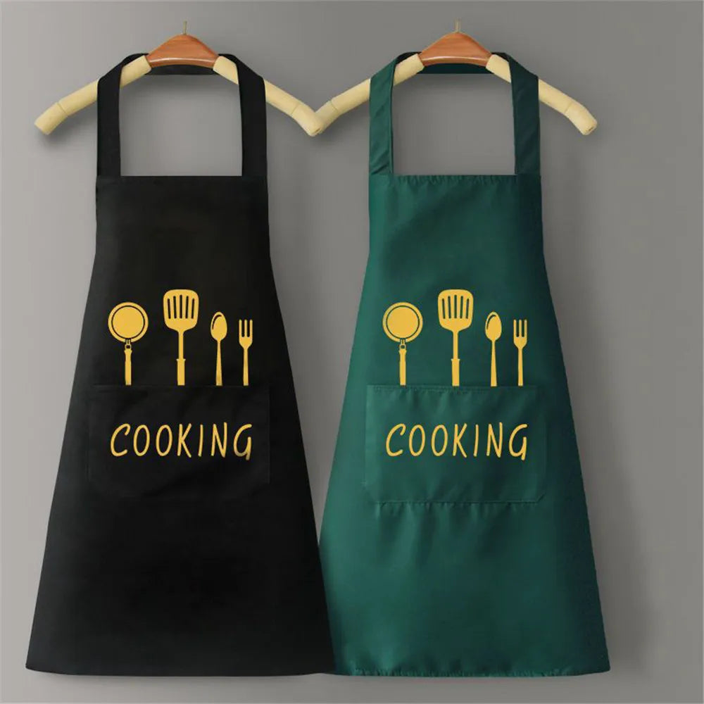 Waterproof Kitchen Apron with Side Towel Pockets for Cooking Dishwashing and Coffee Prep