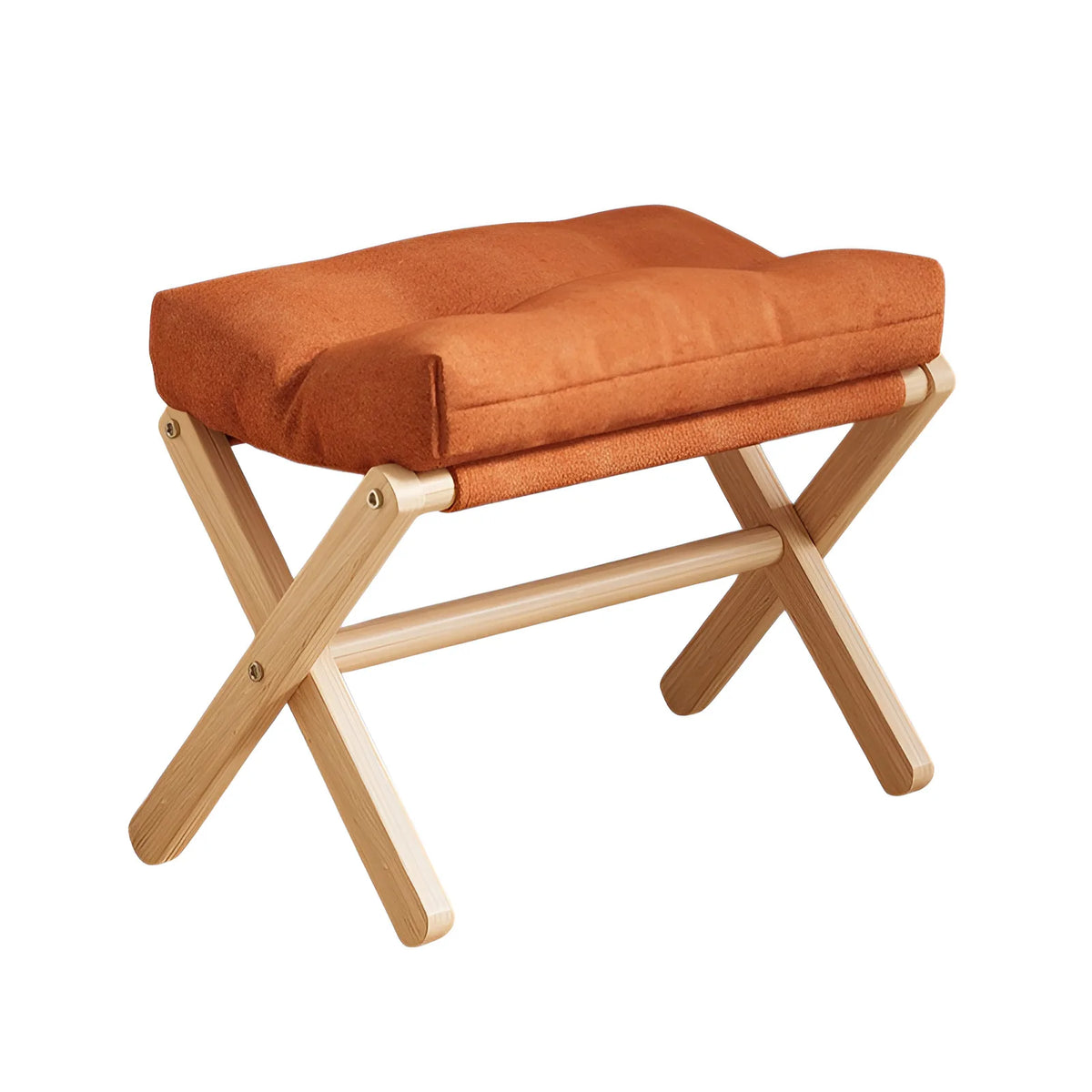 Solid Wood Folding Footstool with Cotton Cushion for Entryway, Shoe Changing, or Sofa Rest