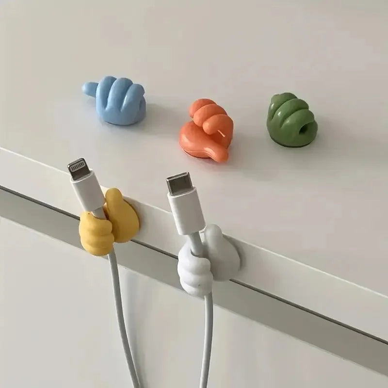10Pcs Cable Organizer Clips with No Drill Adhesive Plastic Hooks for Charging Cables and Cord Storage