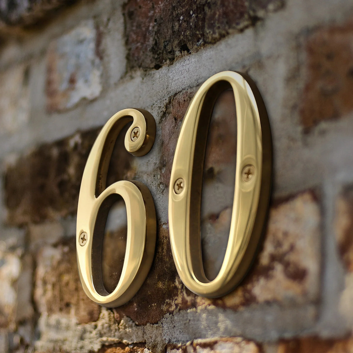 Polished Brass House Numbers with Curved Design for Door and Address Display