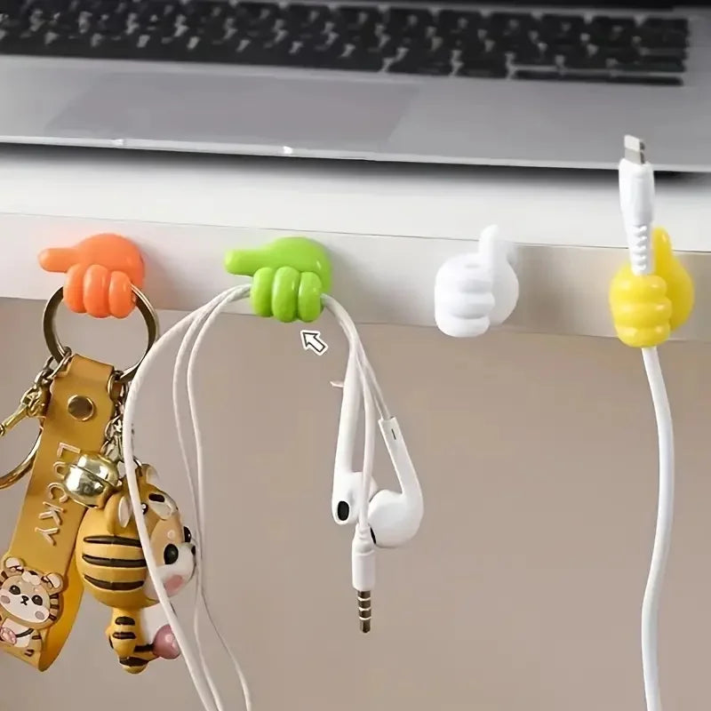 10Pcs Cable Organizer Clips with No Drill Adhesive Plastic Hooks for Charging Cables and Cord Storage