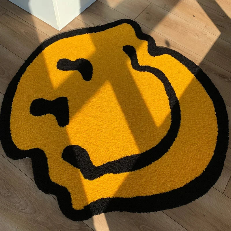 Twisted Smiling Tufted Handmade Carpet Rug, Soft Fluffy Microfiber Polyester Floor Mat with Rubber Backing for Bedroom, Bathroom, and Room Decor