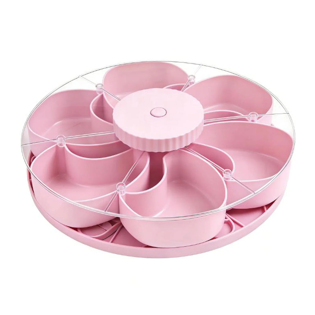 Rotating Snack Tray with Divided Compartments for Fruits Vegetables and Party Serving