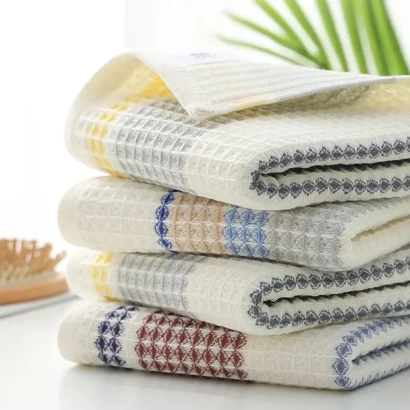 2Pcs 100% Pure Cotton Waffle Bath Towel with Honeycomb Weave for Home and Spa Use