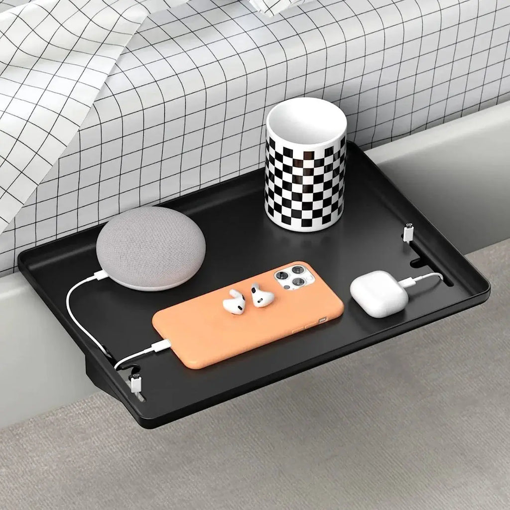 Clip On Bedside Shelf with Cable Catch Design for Dorm Bed and Small Space Storage