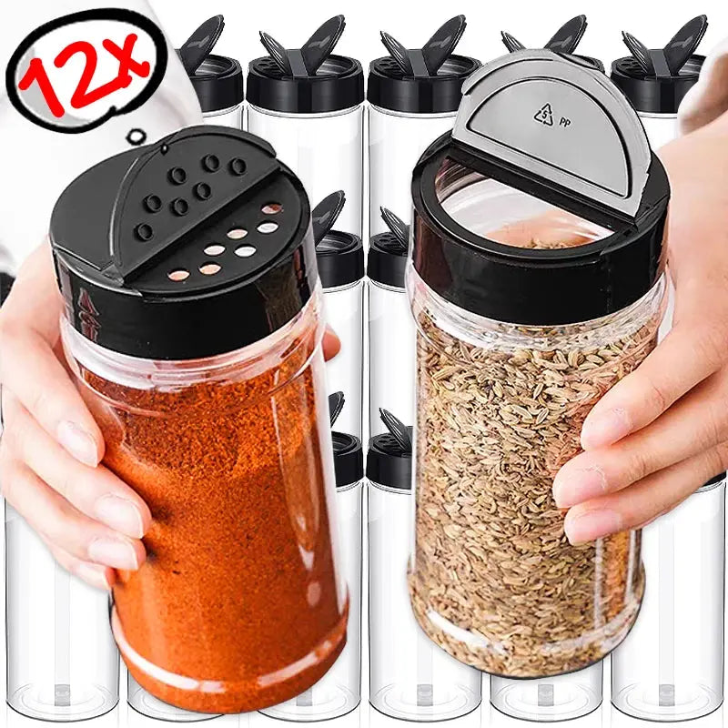 4Pcs Plastic Spice Jar Set with Shaker Lids for Seasoning Storage Kitchen