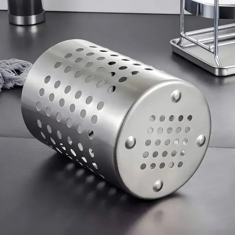 Stainless Steel Cylindrical Utensil Holder Cutlery Storage Box for Kitchen and Countertop