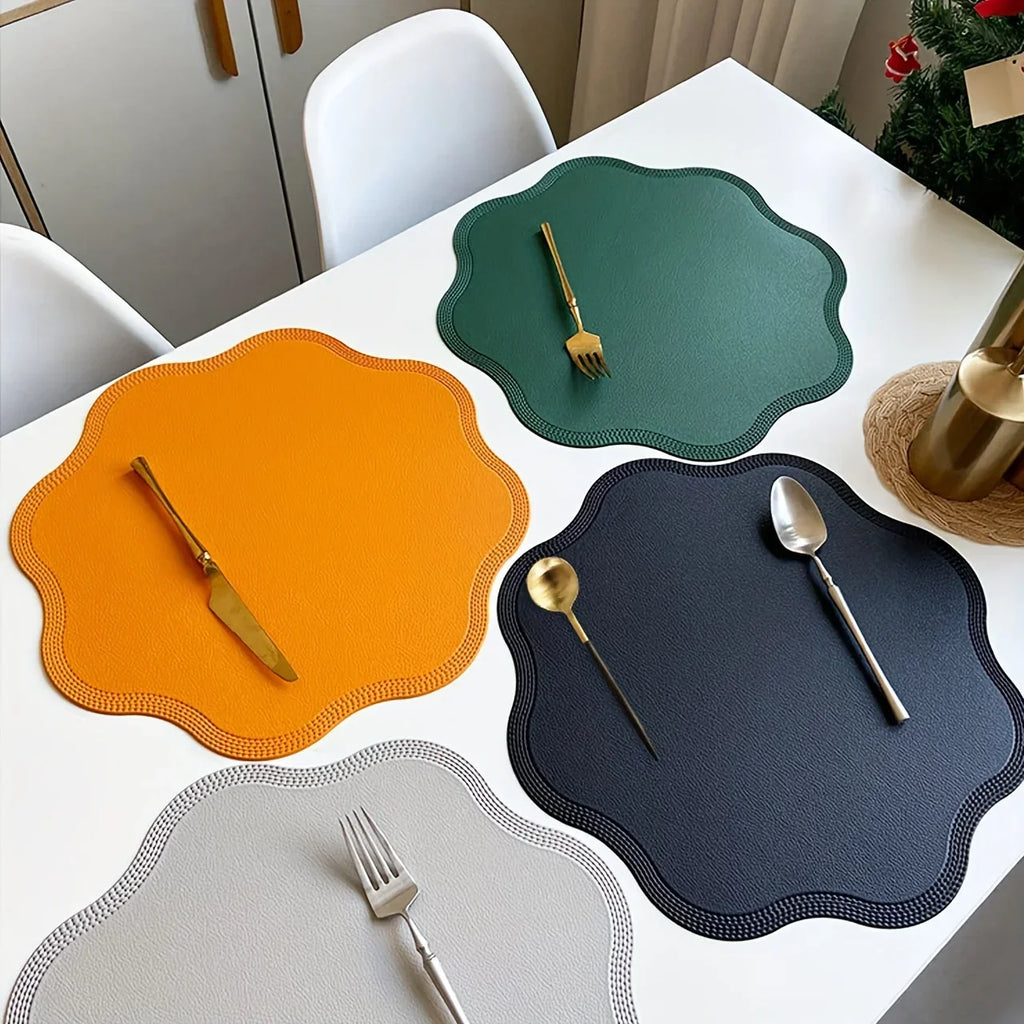 FloraMat Round Faux Leather Placemats - Elegant, Durable Round Table Accessories