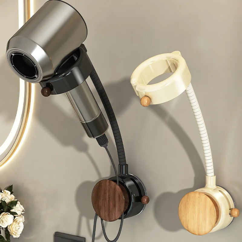 Rotatable Hair Dryer Holder with Adjustable Wall Mount Design for Bathroom Storage