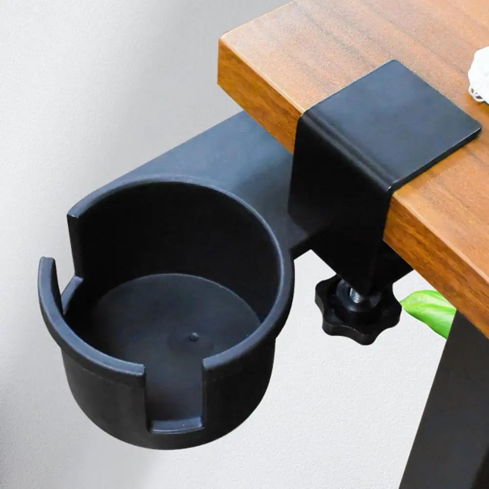 Under Desk Cup Holder with 180 Degree Rotating Plastic Clip Design for Coffee Mugs and Water Bottles