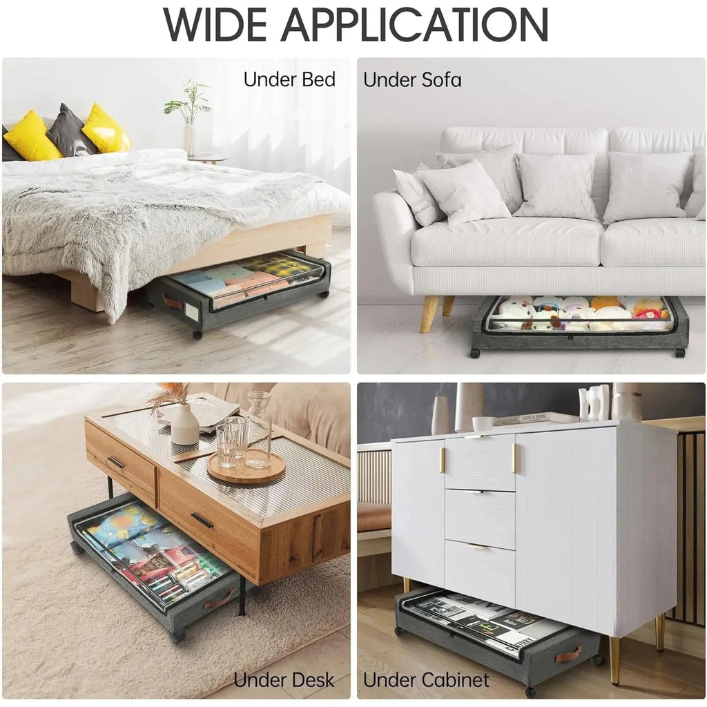 Rolling Under Bed Storage Drawer with Wheels for Clothes