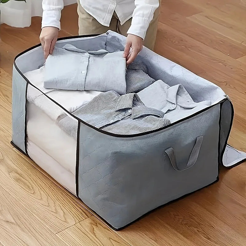 2Pcs Zippered Storage Bags with Clear Window and Carry Handles for Closet and Bedding Organization