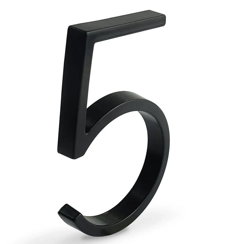 6 Inch Stainless Steel House Number with Floating Mount Design and Black Coating for Address Display and Mailbox Use