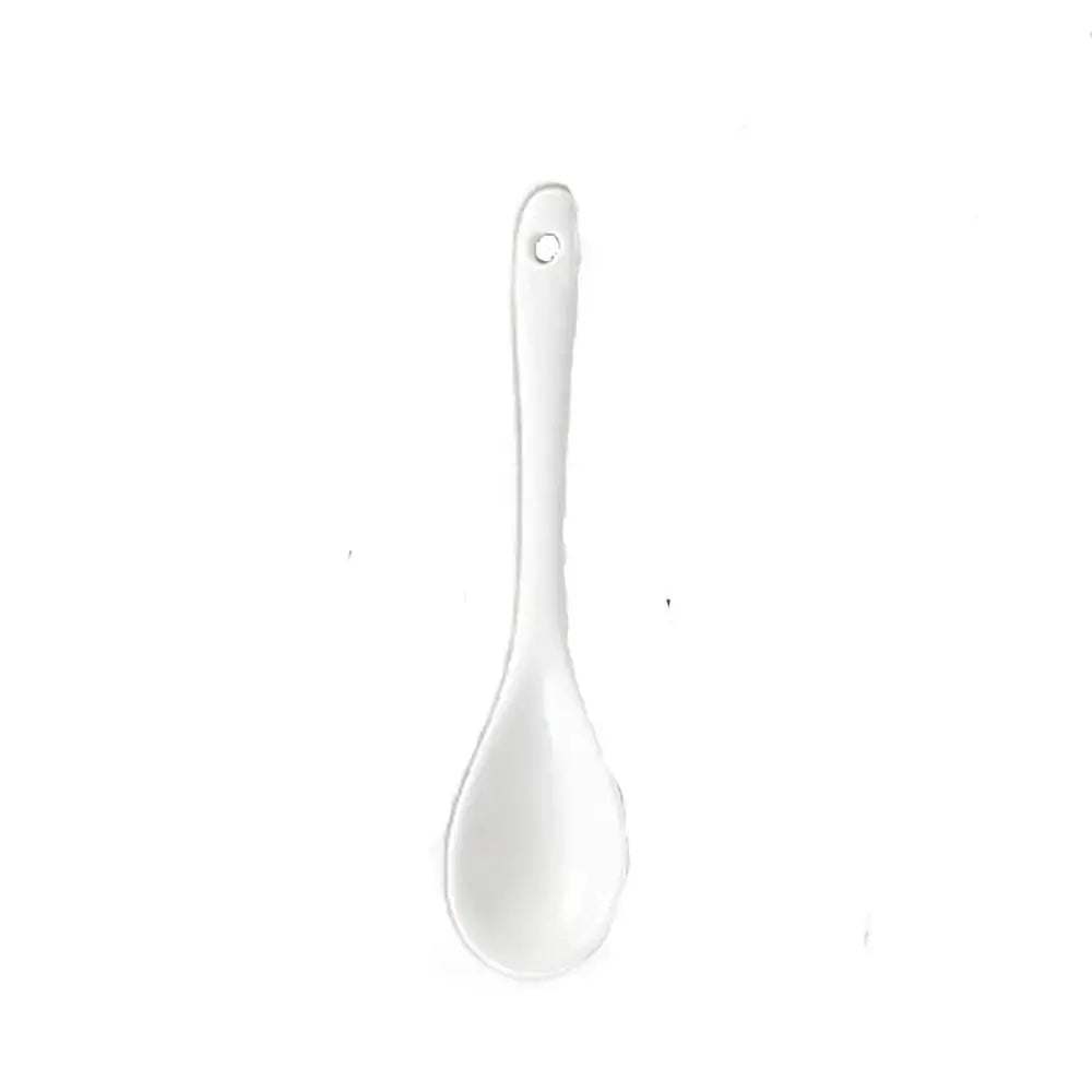 Ceramic Long Handle Spoon White Tea Coffee Stirring Spoon
