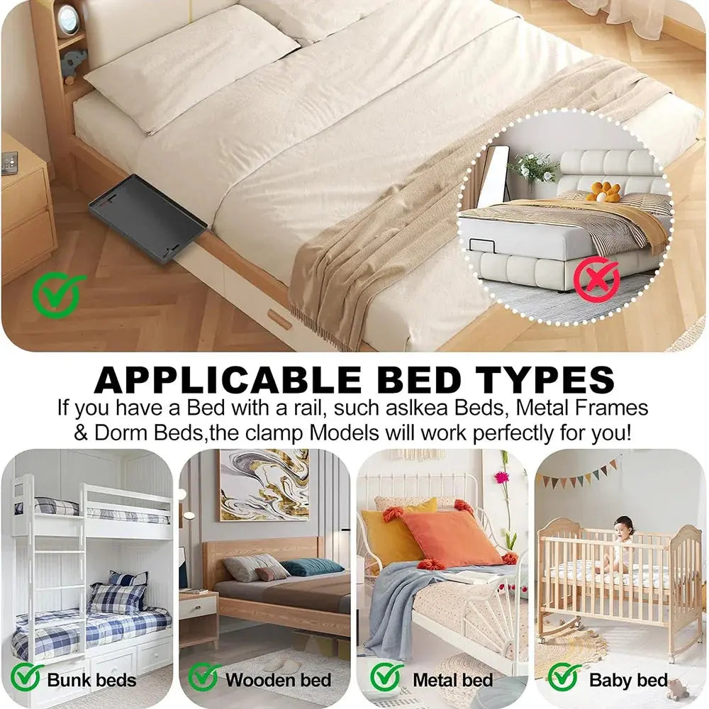 Clip On Bedside Shelf with Cable Catch Design for Dorm Bed and Small Space Storage