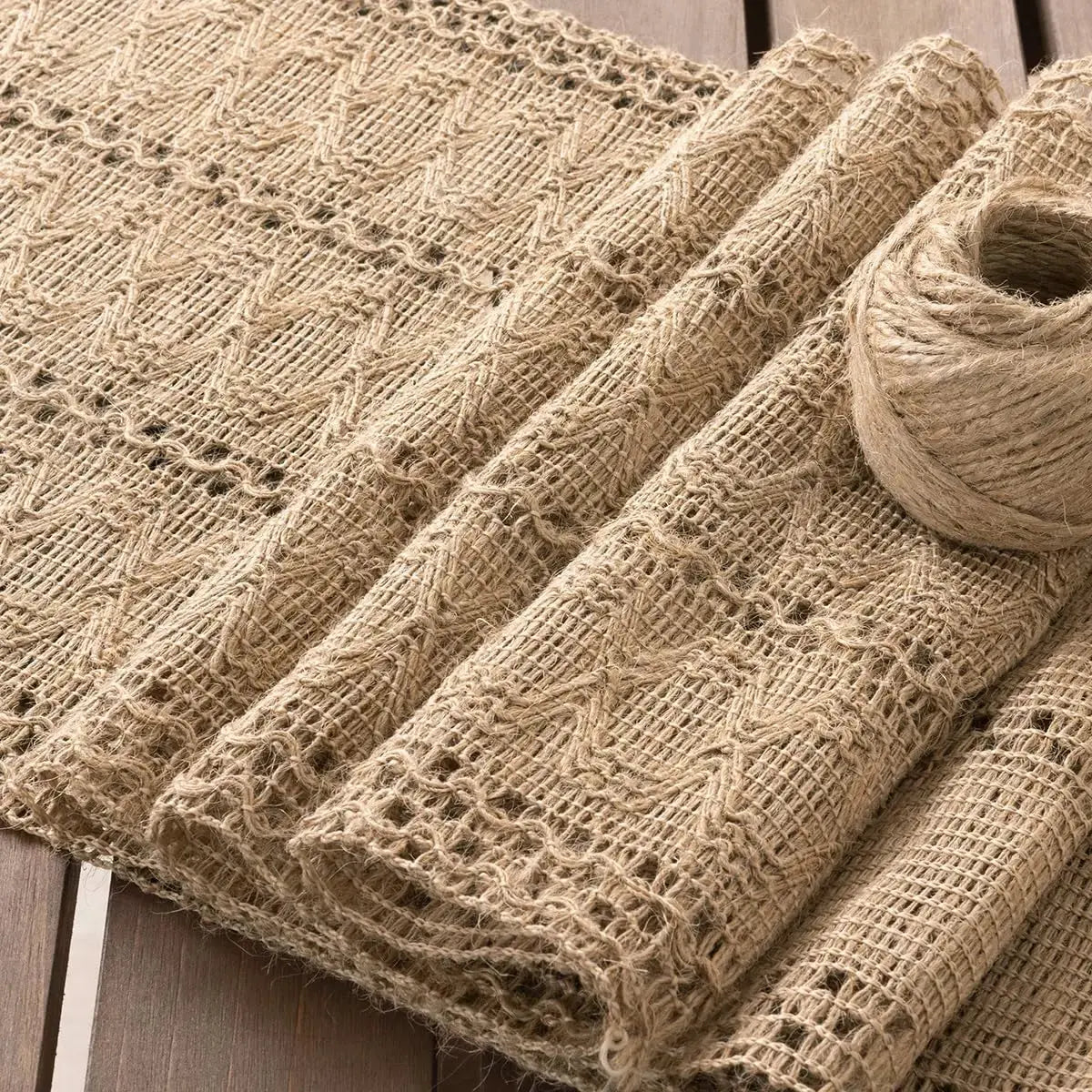Rustic Burlap Macrame Table Runner for Coffee Table and Dining Decor