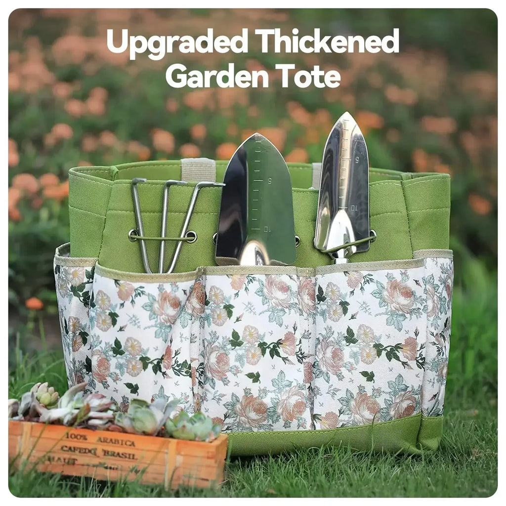 9 Piece Gardening Tool Set with Durable Hand Tools and Organizer Bag for Outdoor Garden Use (Kraft Paper Box)