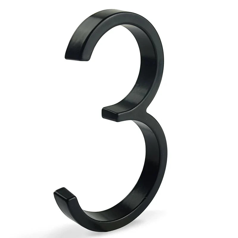 6 Inch Stainless Steel House Number with Floating Mount Design and Black Coating for Address Display and Mailbox Use