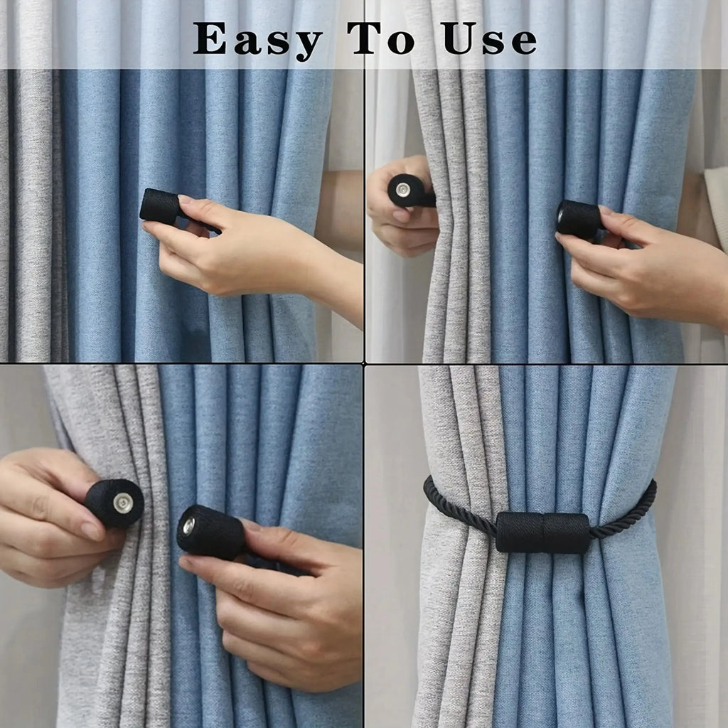 Magnetic Curtain Tiebacks Rope Holdbacks for Window Drapes