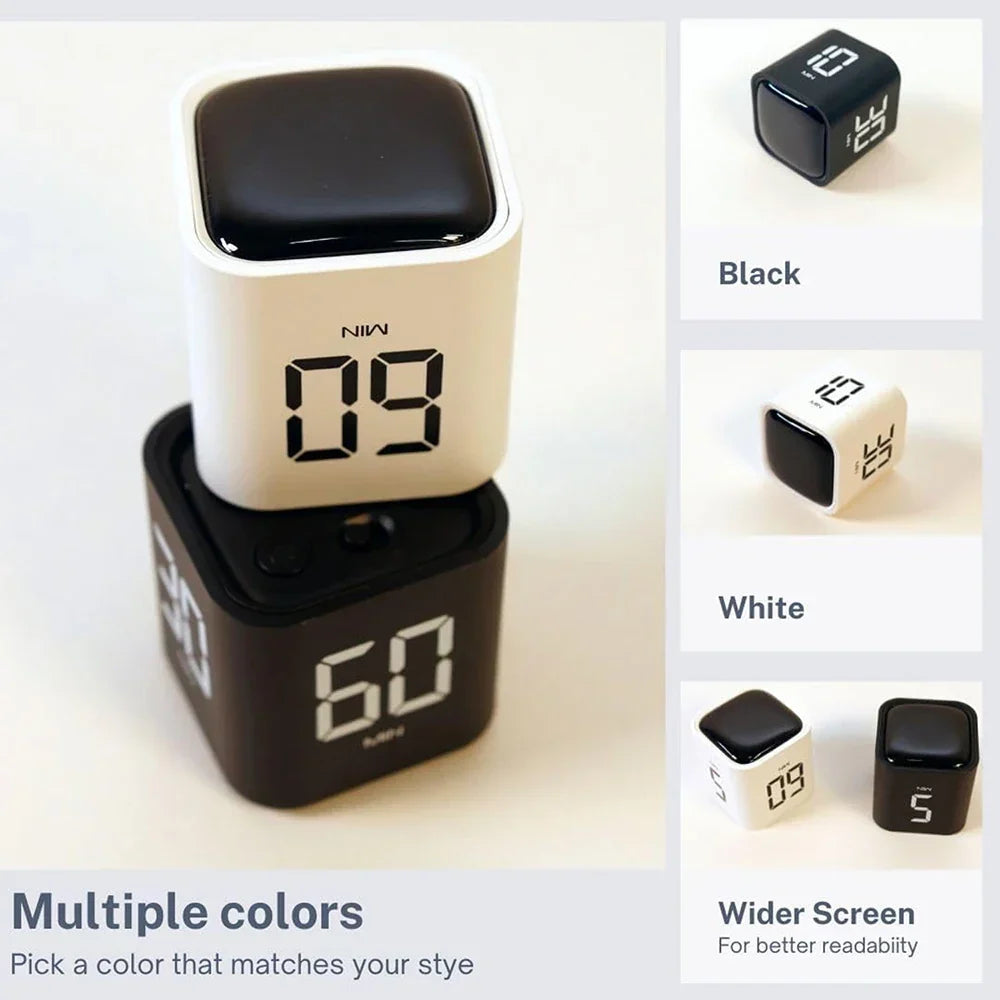 Flip Digital Cube Timer with Countdown for Productivity, Study, Kitchen, or Desk Use