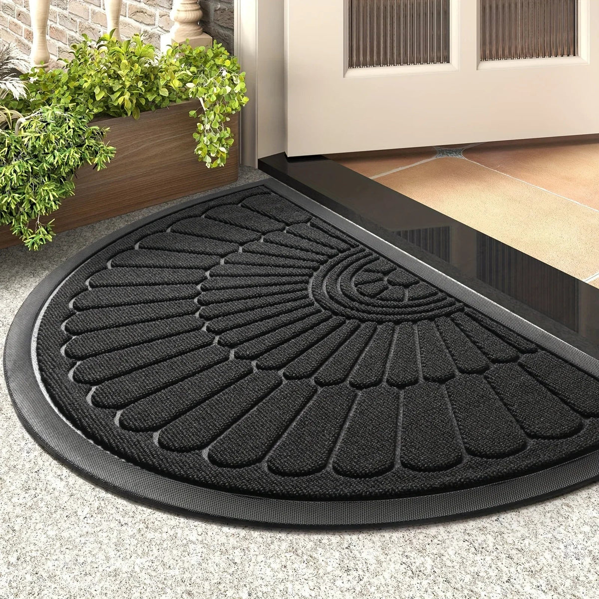 Durable Semicircular Door Mat for Indoor and Outdoor Entrances, Non-Slip Front Door Rug for Entryways, Porch, or Home
